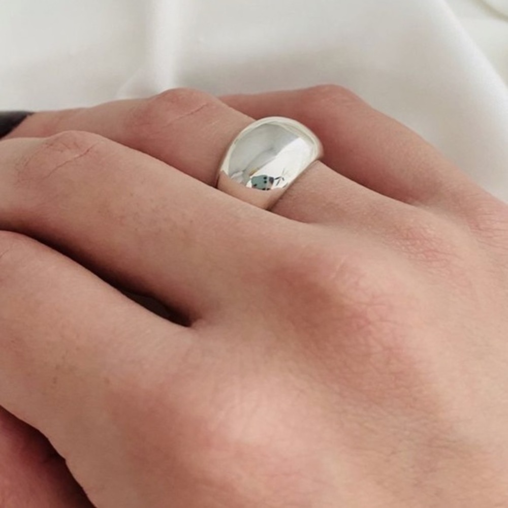 Nwt Zara Wide Silver thick bubble ring dome
